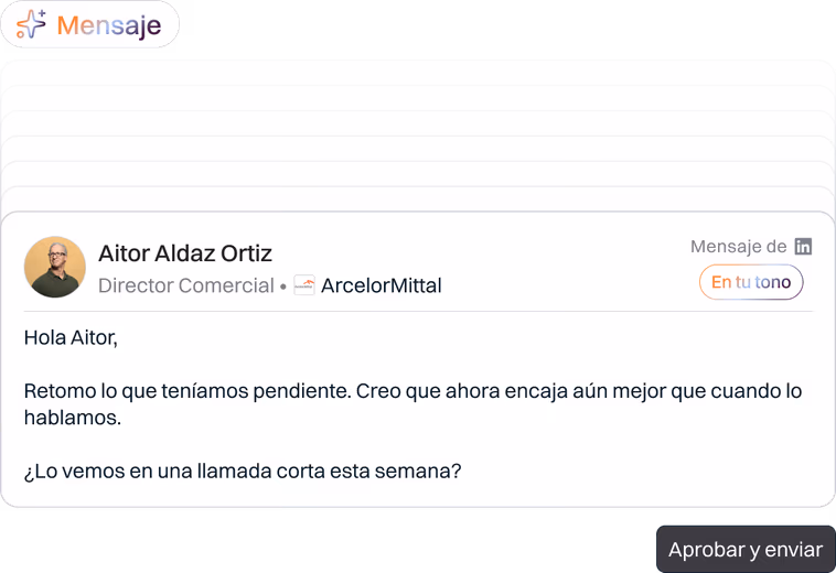 Message drafted by Neety for a contact, with the Approve and send button