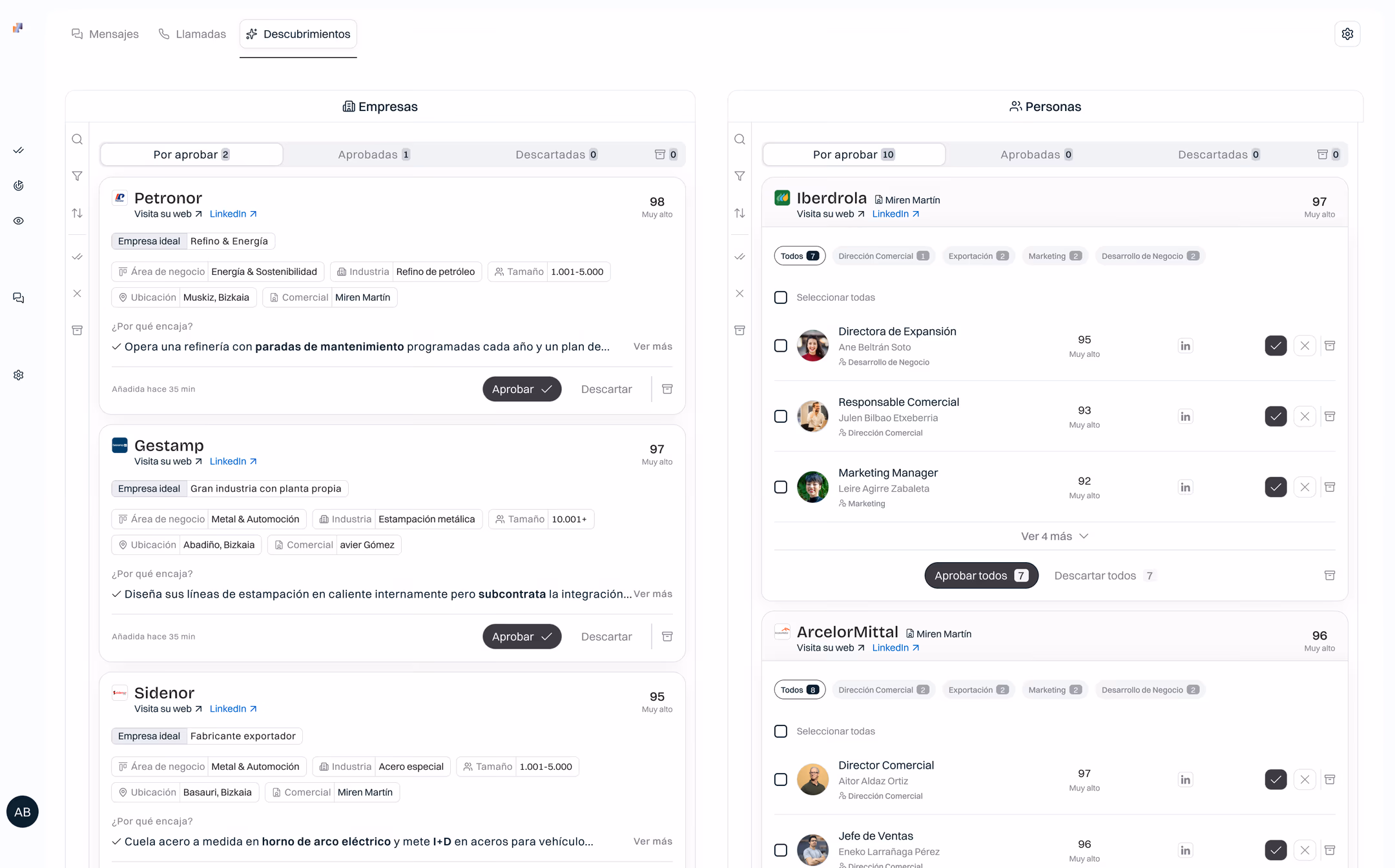 "Detect" view of the Neety platform