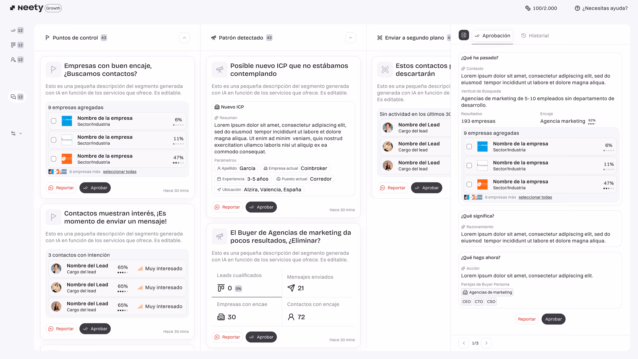 "Prioritize" view of the Neety platform